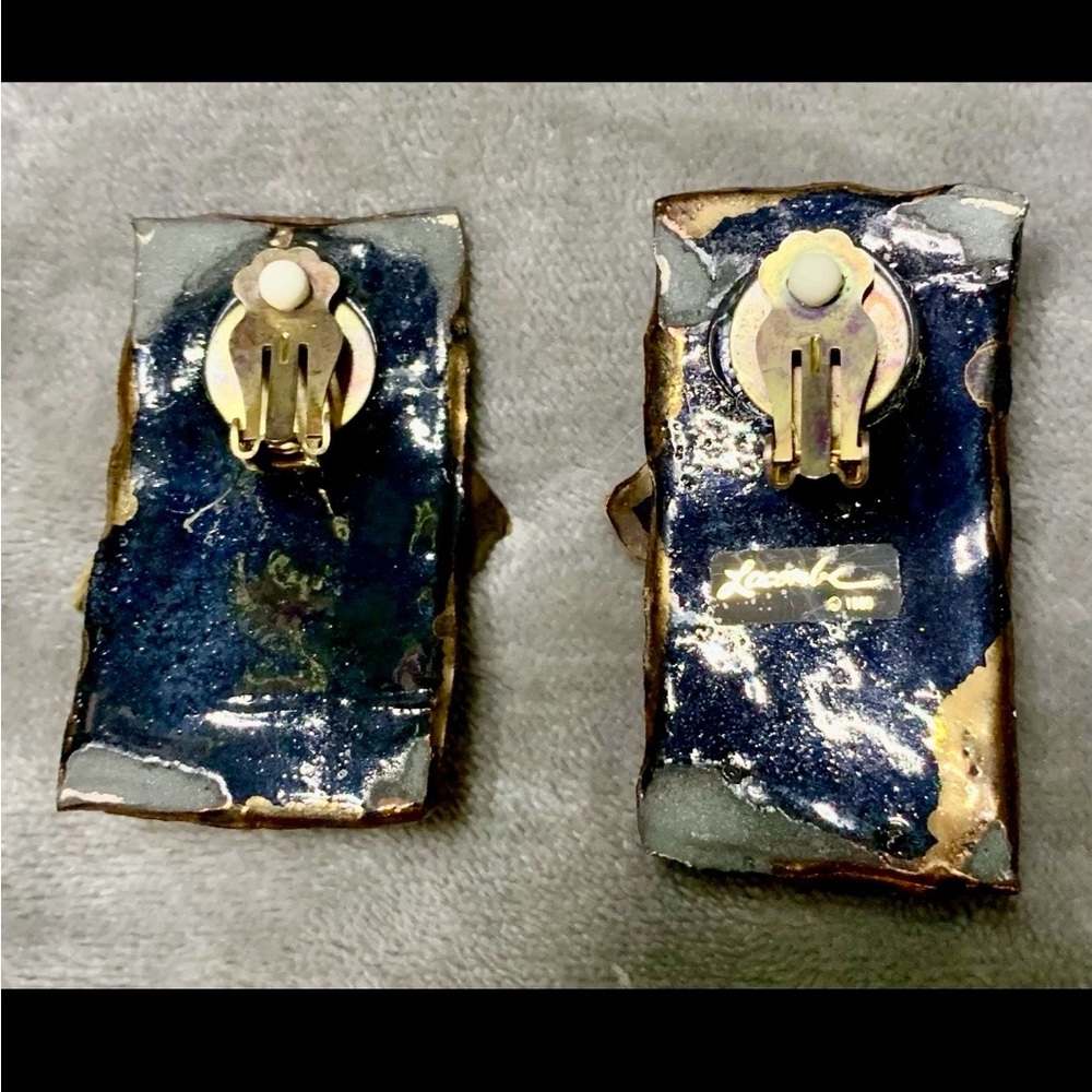 Vintage Amy Lacombe 1988 Wearable Art Statement Signed Clip On Earrings - Picture 3 of 5